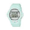 Casio BABY-G BG169U-3D digital watch with green resin band, compact round case, and shock-resistant sporty design.