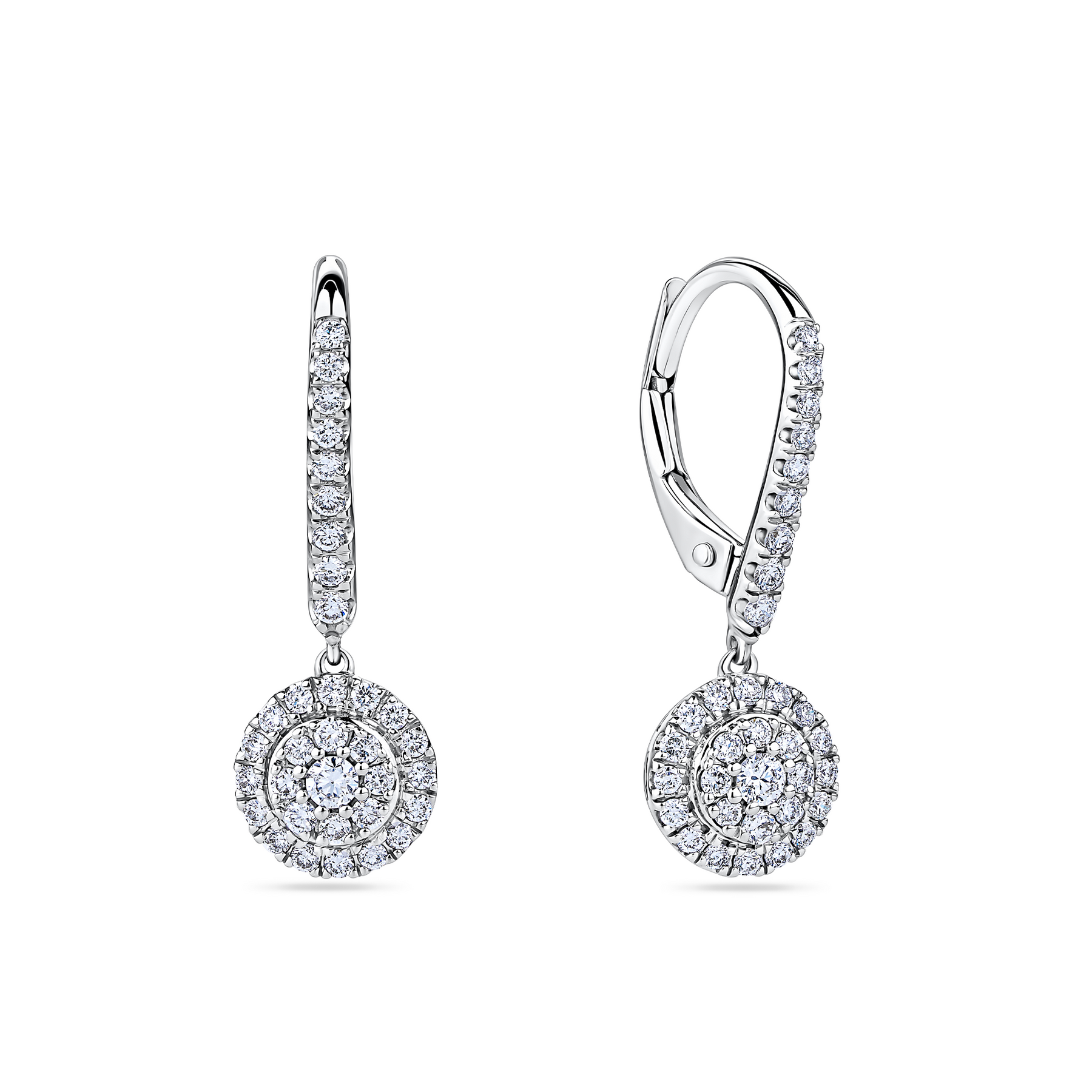 Everlasting 0.50ct TW Lab Grown Diamond Round Brilliant Double Halo Drop Earrings in 9ct White Gold