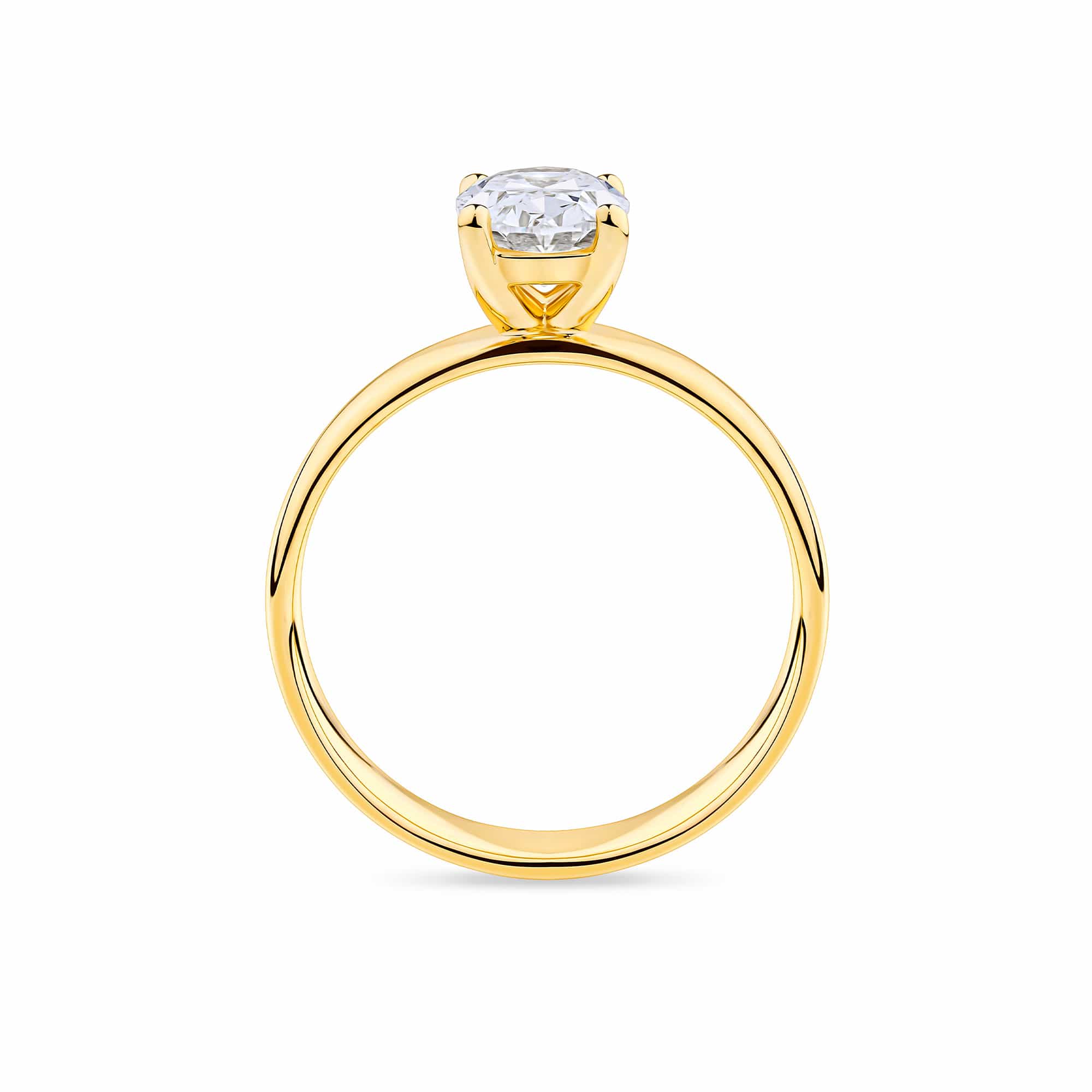 Everlasting 1.25ct TW Oval Lab-Grown Diamond Wide Band Solitaire Engagement Ring in 18ct Yellow Gold