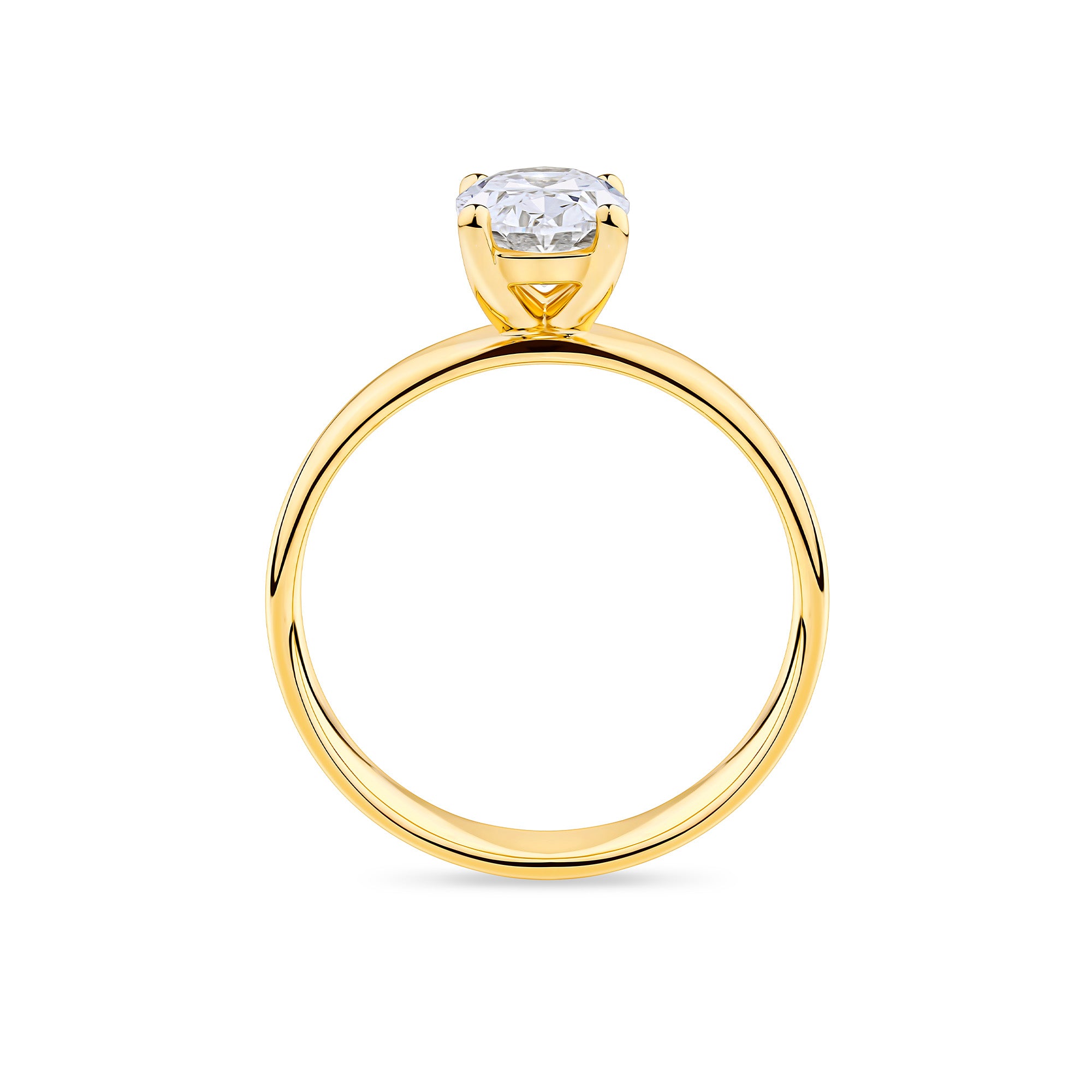 Everlasting 1.25ct TW Oval Lab-Grown Diamond Wide Band Solitaire Engagement Ring in 18ct Yellow Gold