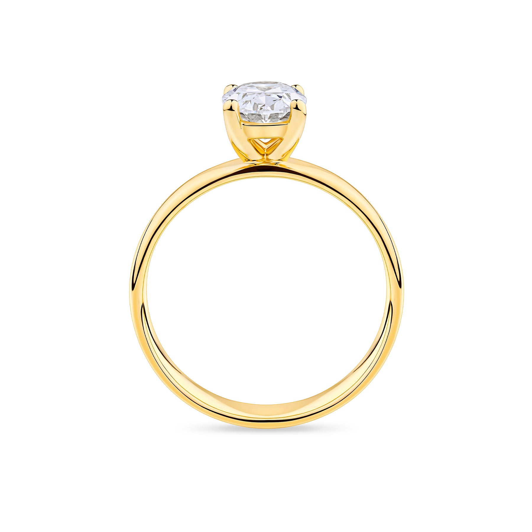 Everlasting 1.25ct TW Oval Lab-Grown Diamond Wide Band Solitaire Engagement Ring in 18ct Yellow Gold