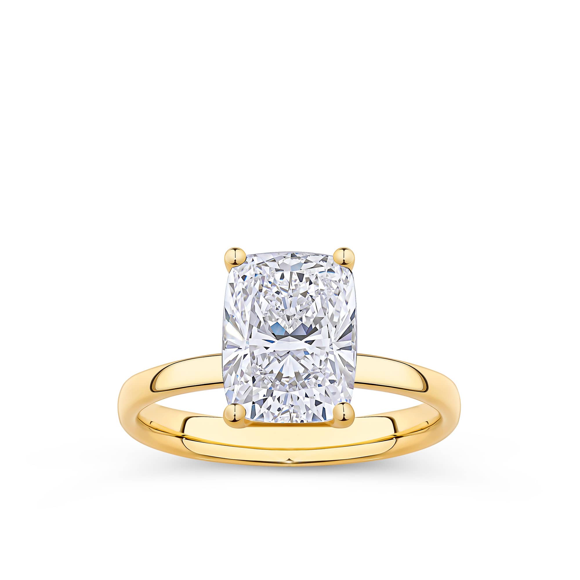 3.00ct TDW Cushion Cut Lab-Grown Diamond Engagement Ring in 18ct Yellow Gold