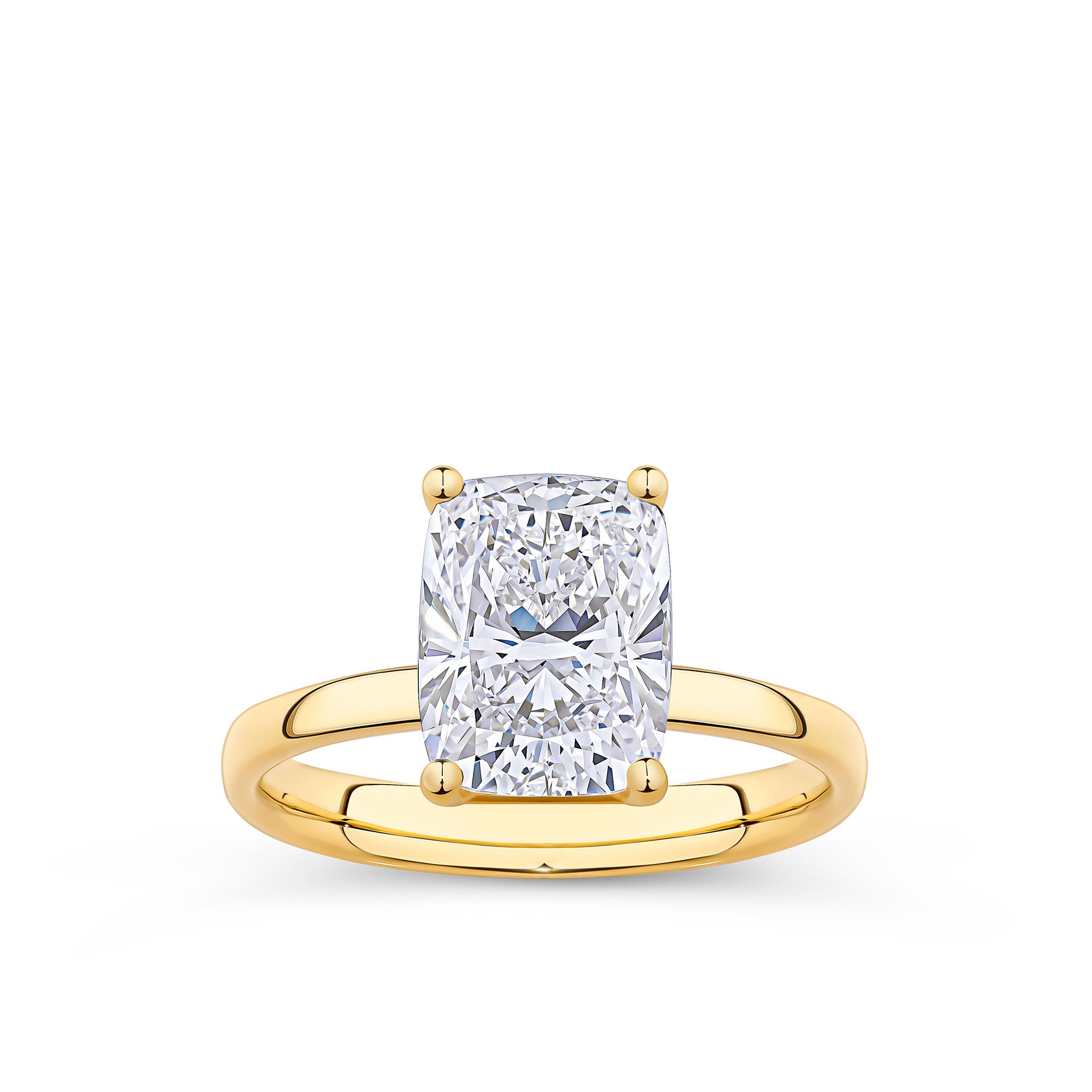 3.00ct TDW Cushion Cut Lab-Grown Diamond Engagement Ring in 18ct Yellow Gold