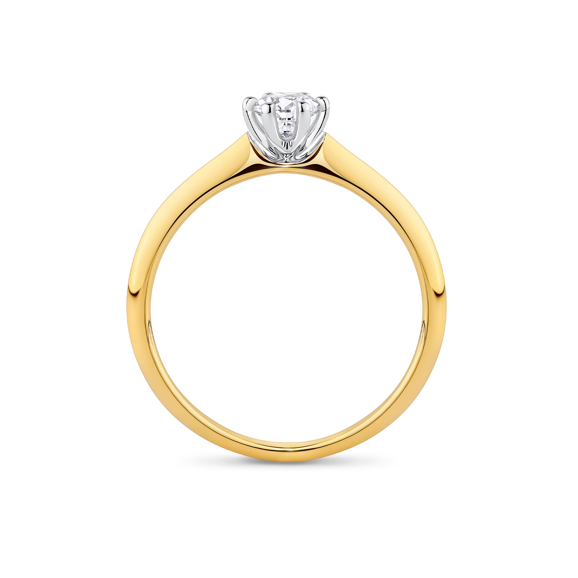 Round Brilliant Cut Solitaire Ring in 18ct Yellow and White Gold
