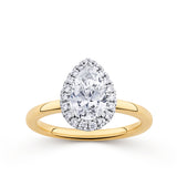 Everlasting 1.44ct TW Pear Lab-Grown Diamond Classic Halo Engagement Ring in 18ct Yellow and White Gold