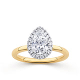 Everlasting 1.44ct TW Pear Lab-Grown Diamond Classic Halo Engagement Ring in 18ct Yellow and White Gold