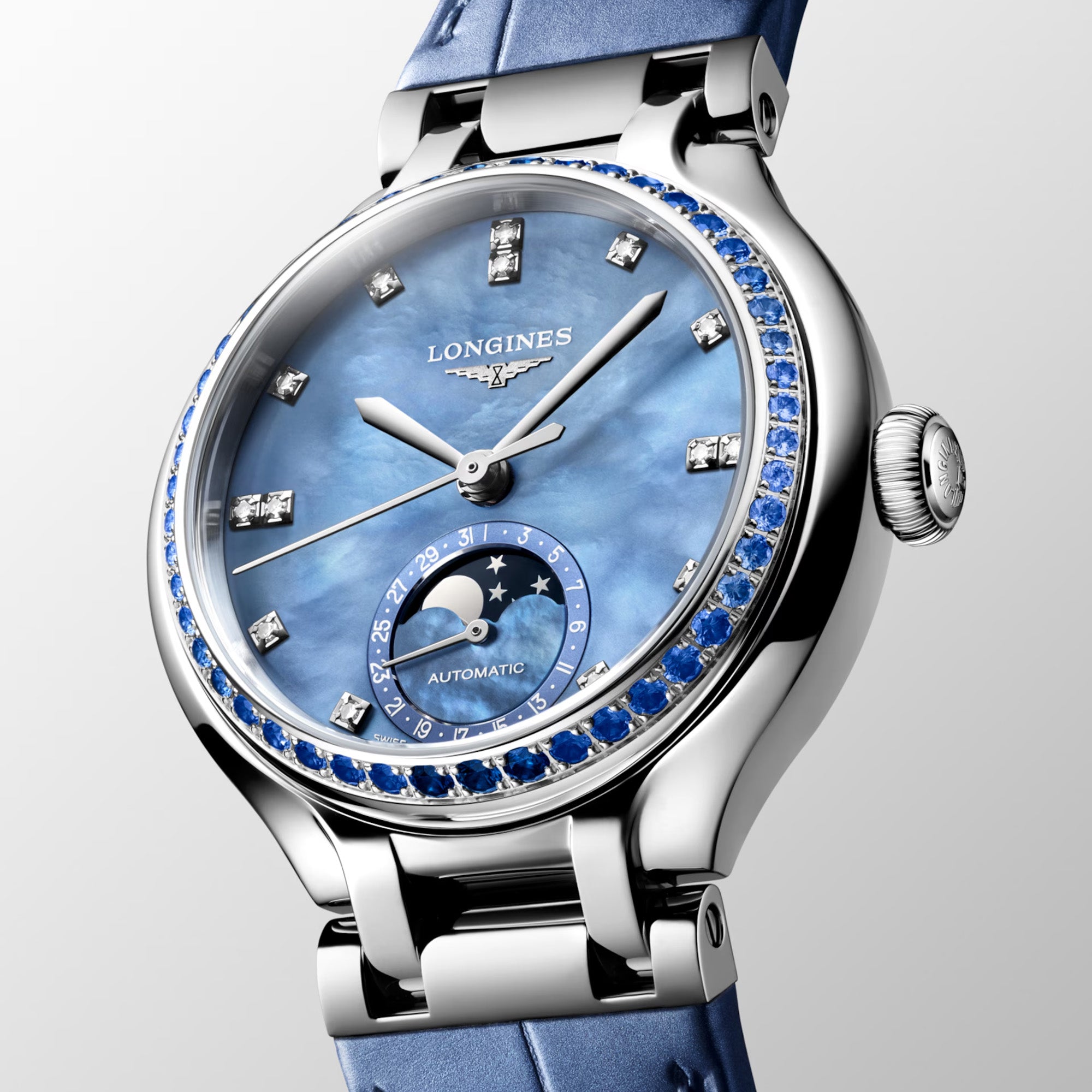 Longines PrimaLuna Automatic Moon Phase Women's 34mm Watch L8.126.0.97.2