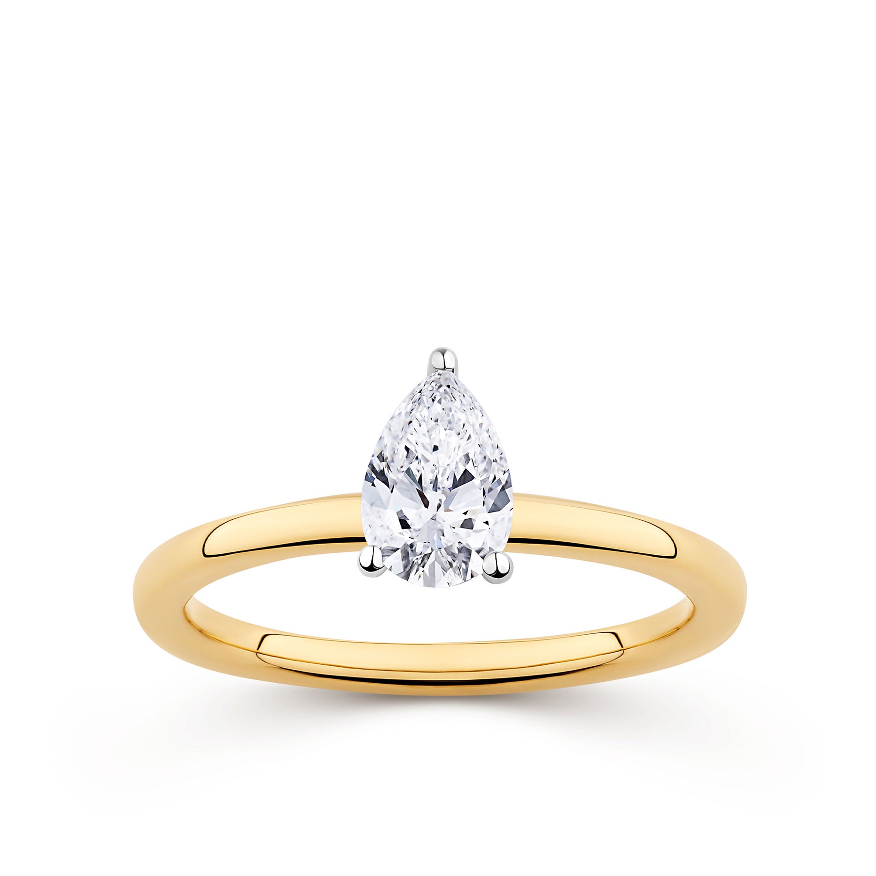 Everlasting 0.75ct TW Pear Lab-Grown Diamond Solitaire Engagement Ring in 18ct Yellow and White Gold