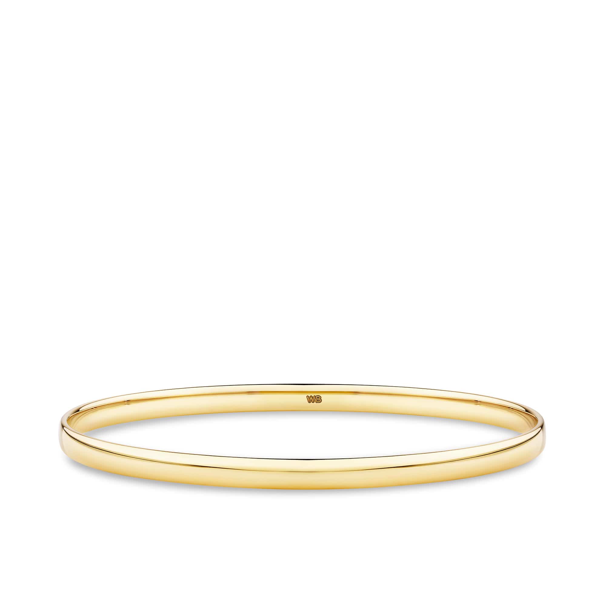 Solid Oval Bangle in 9ct Yellow Gold