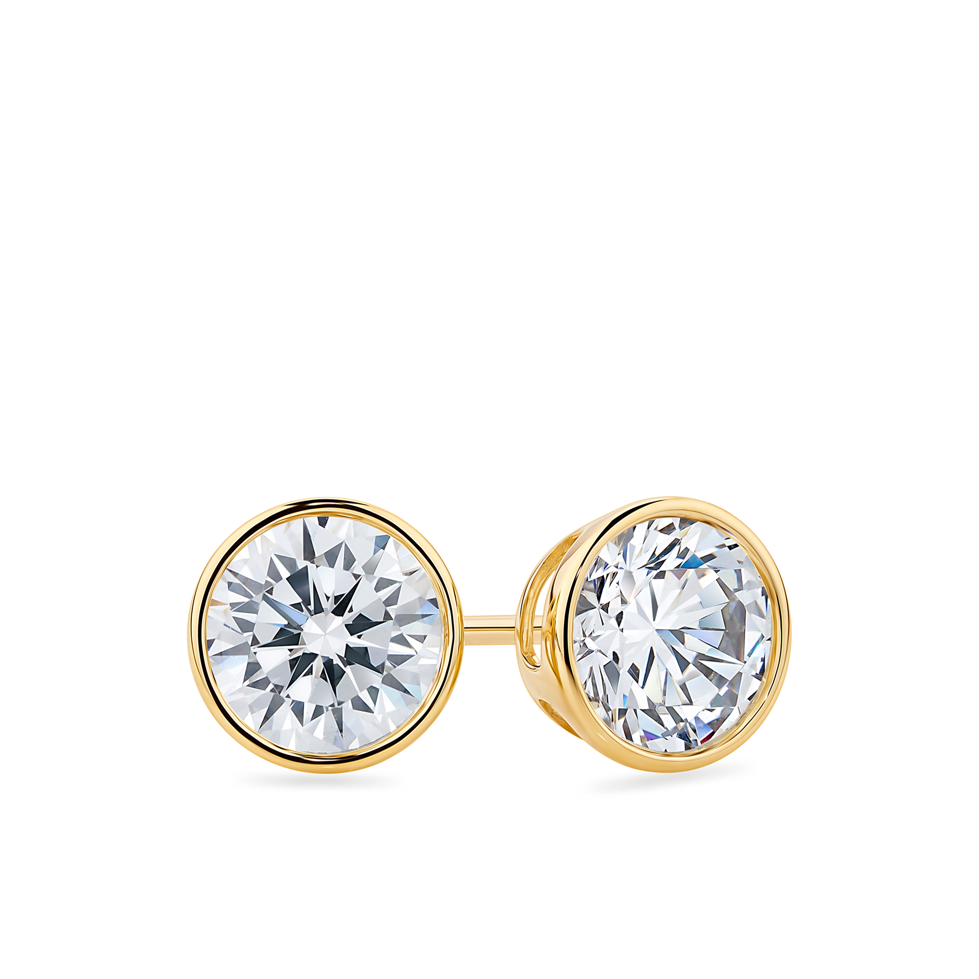 Round Cubic Zirconia Stud Earrings in 9ct Yellow Gold