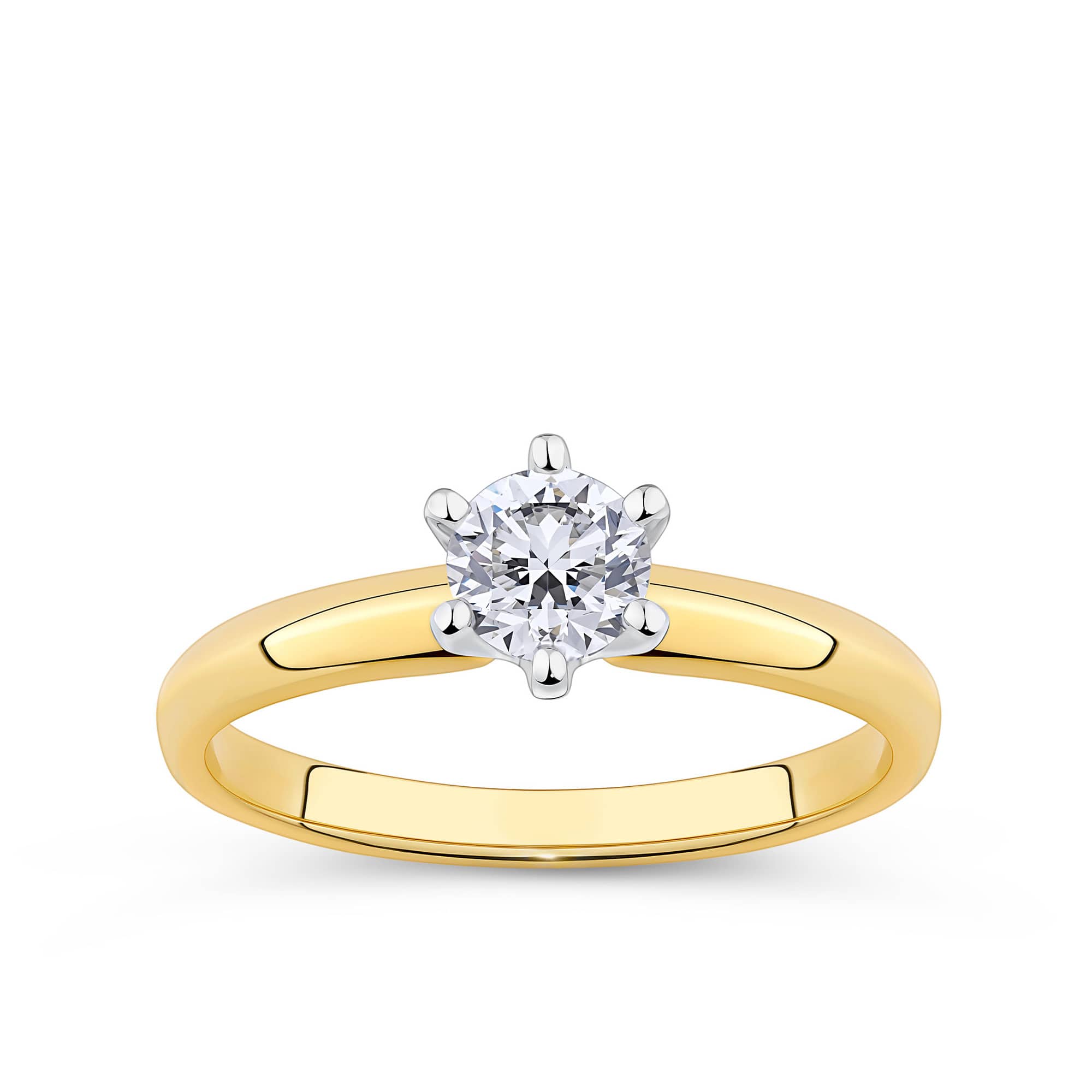 0.50ct TW Round Brilliant Cut Solitaire Ring in 18ct Yellow and White Gold