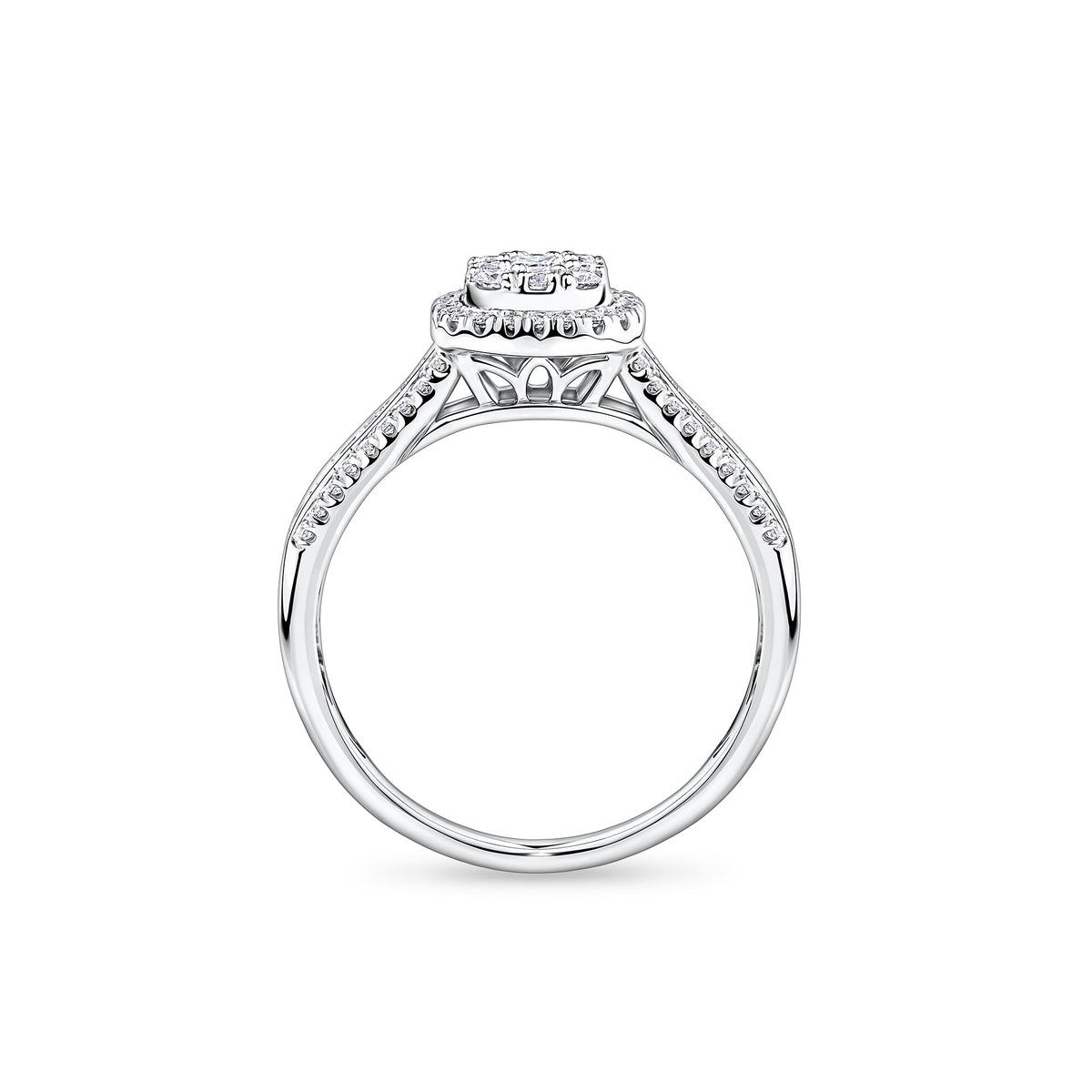 Everlasting 0.50ct TW Princess Lab-Grown Diamond Double Halo Engagement Ring in 9ct White Gold