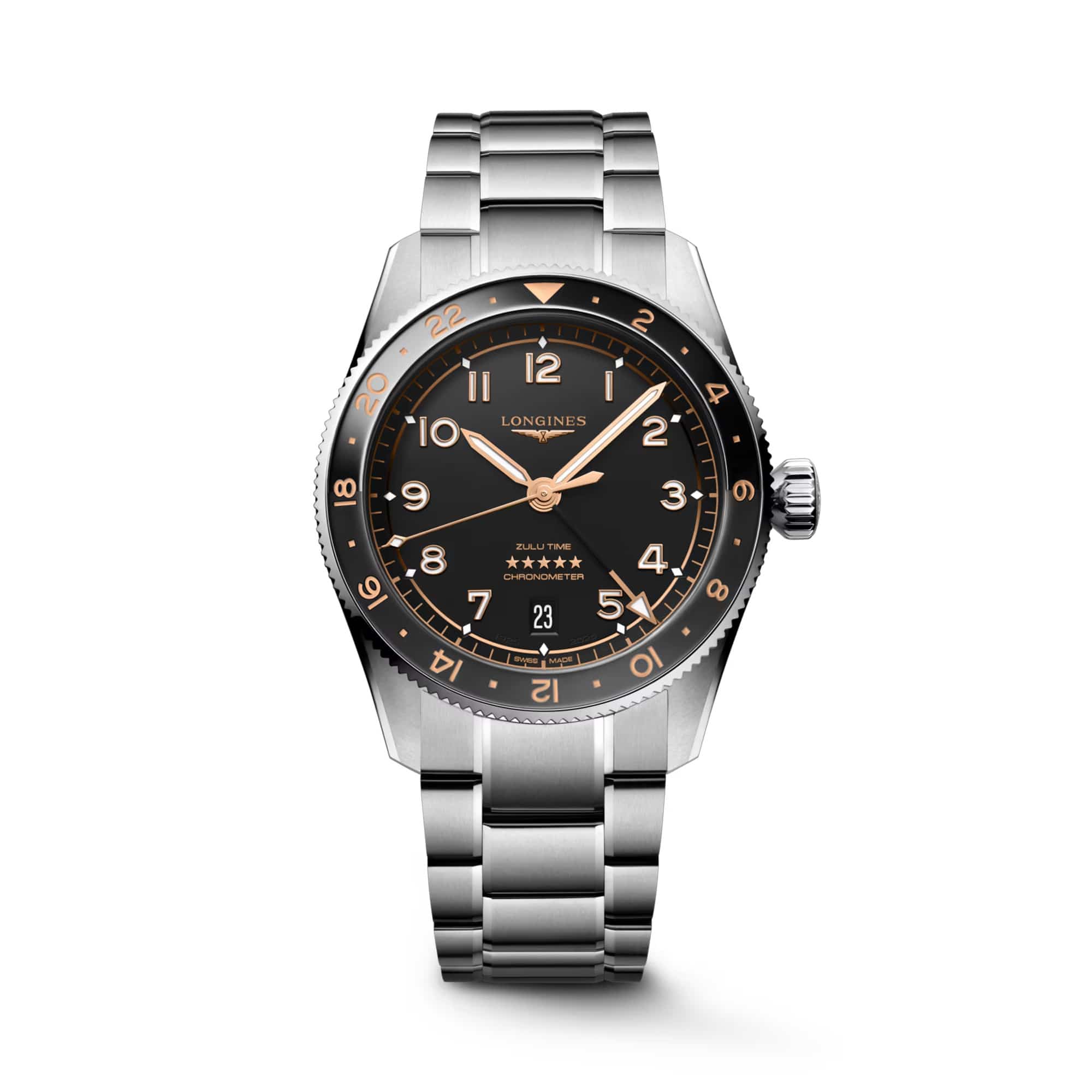 Longines Spirit Zulu Automatic GMT Men's 39mm Watch L3.802.4.50.6