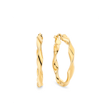 Ribbon Twist Hoop Earrings in 9ct Yellow Gold