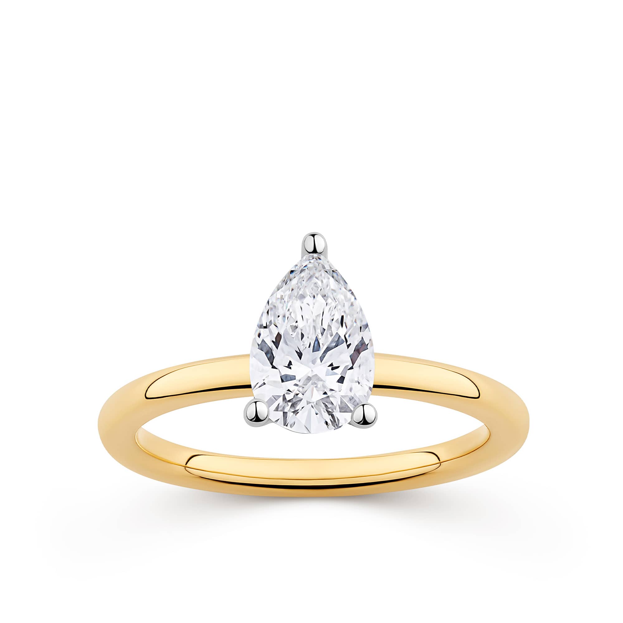 Everlasting 1.25ct TW Pear Lab-Grown Diamond Solitaire Engagement Ring in 18ct Yellow and White Gold