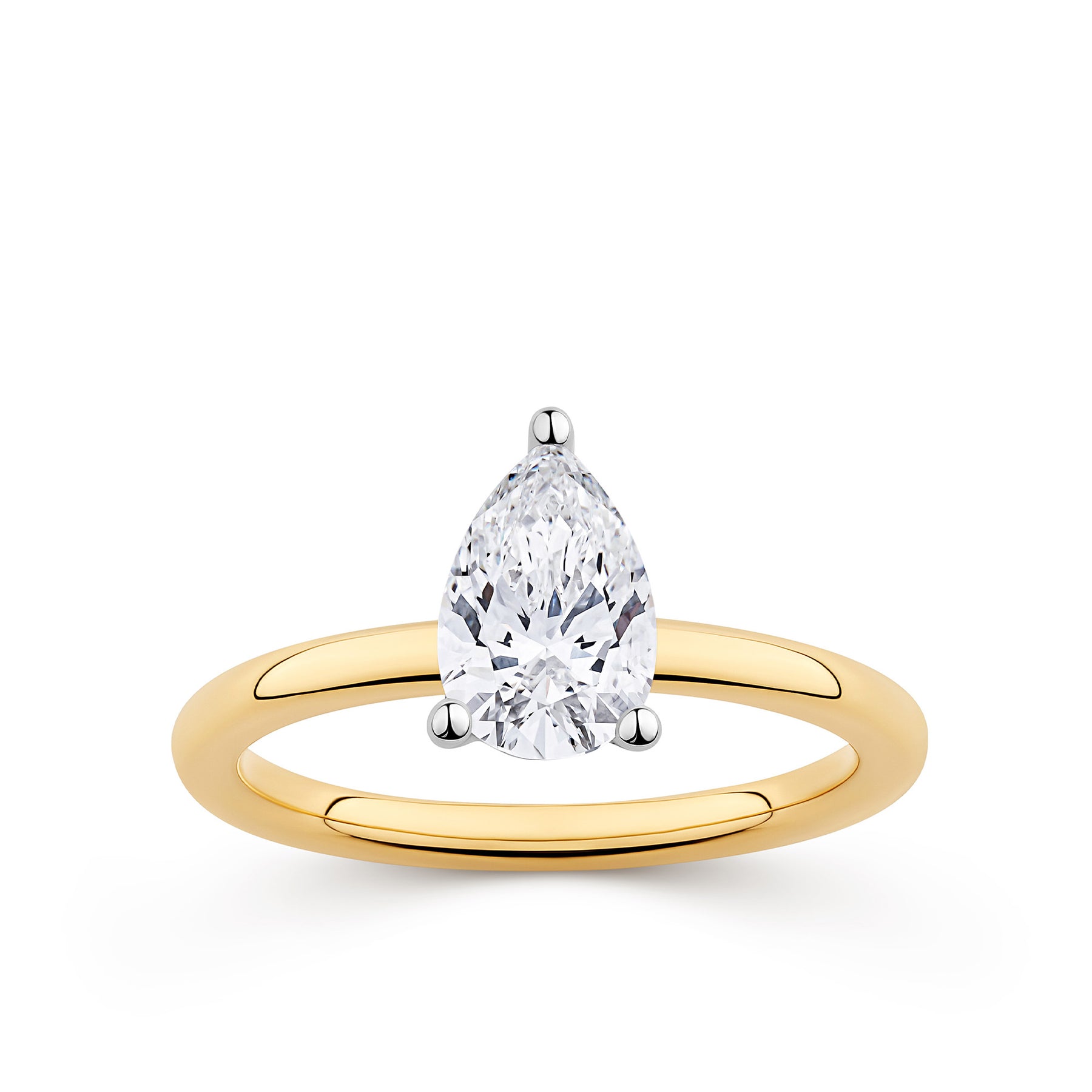 Everlasting 1.25ct TW Pear Lab-Grown Diamond Solitaire Engagement Ring in 18ct Yellow and White Gold