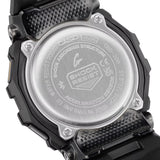 Casio G-Shock G-Squad GBD200-1A1 watch rear view showing the resin case back with G-Shock and G-Squad branding, confirming shock-resistant and 200-metre water-resistant construction.