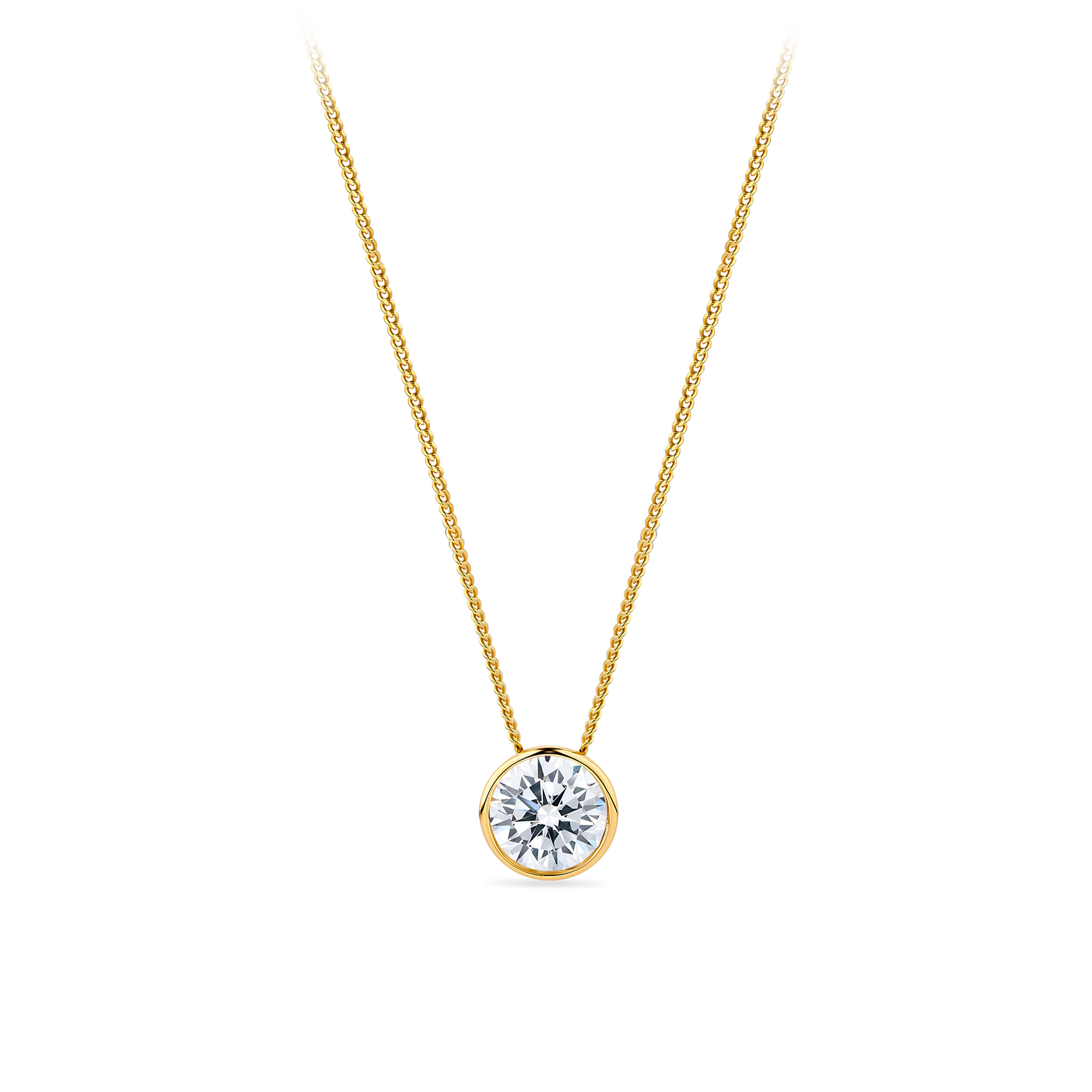 Round Cubic Zirconia Pendant in 9ct Yellow Gold