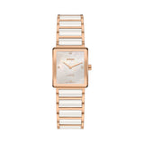 Rado watch with rose gold and white ceramic band and mother of pearl dial