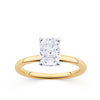 Everlasting 1.50ct TW Long Cushion Lab-Grown Diamond Solitaire Engagement Ring in 18ct Yellow and White Gold