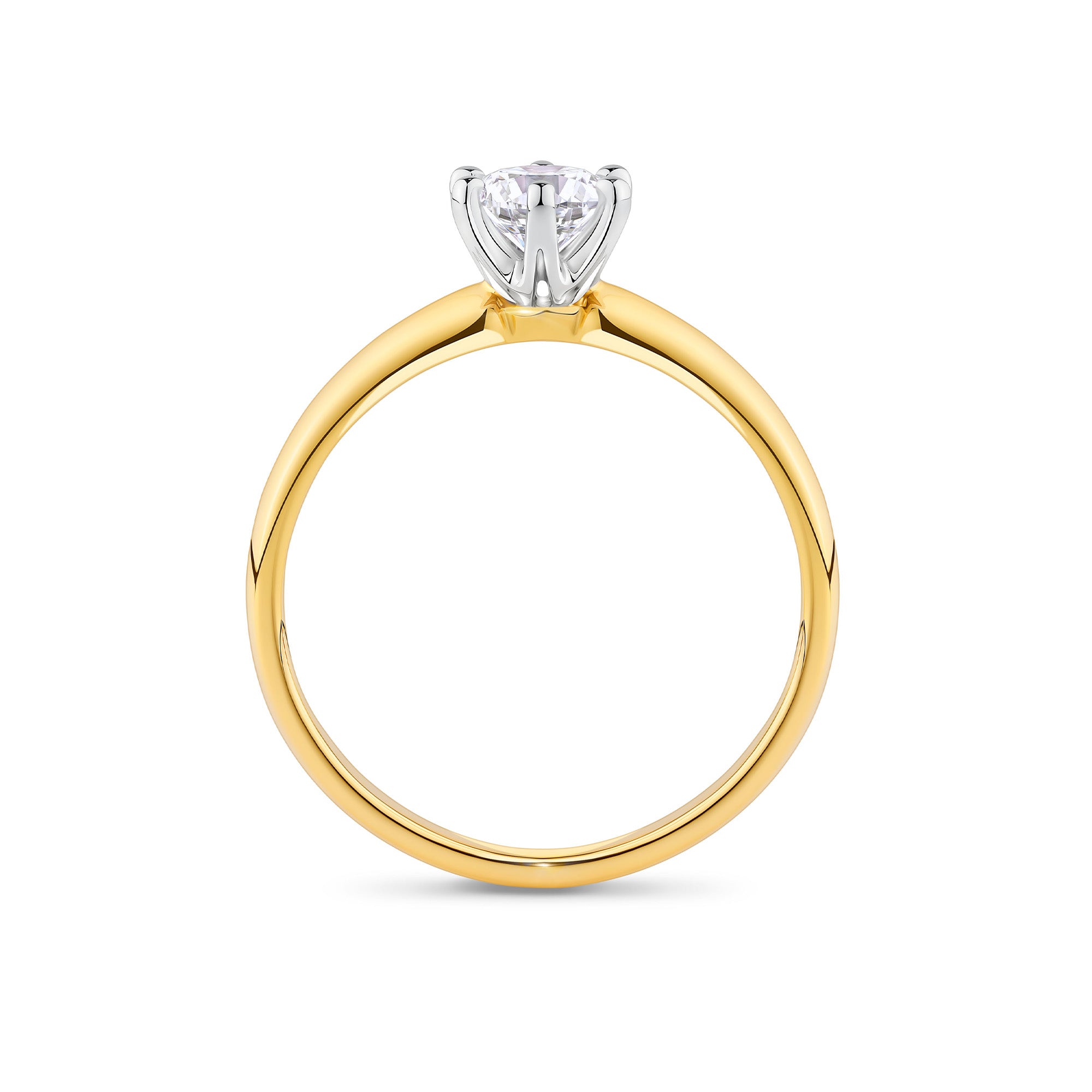 Round Brilliant Cut Solitaire Ring in 18ct Yellow and White Gold
