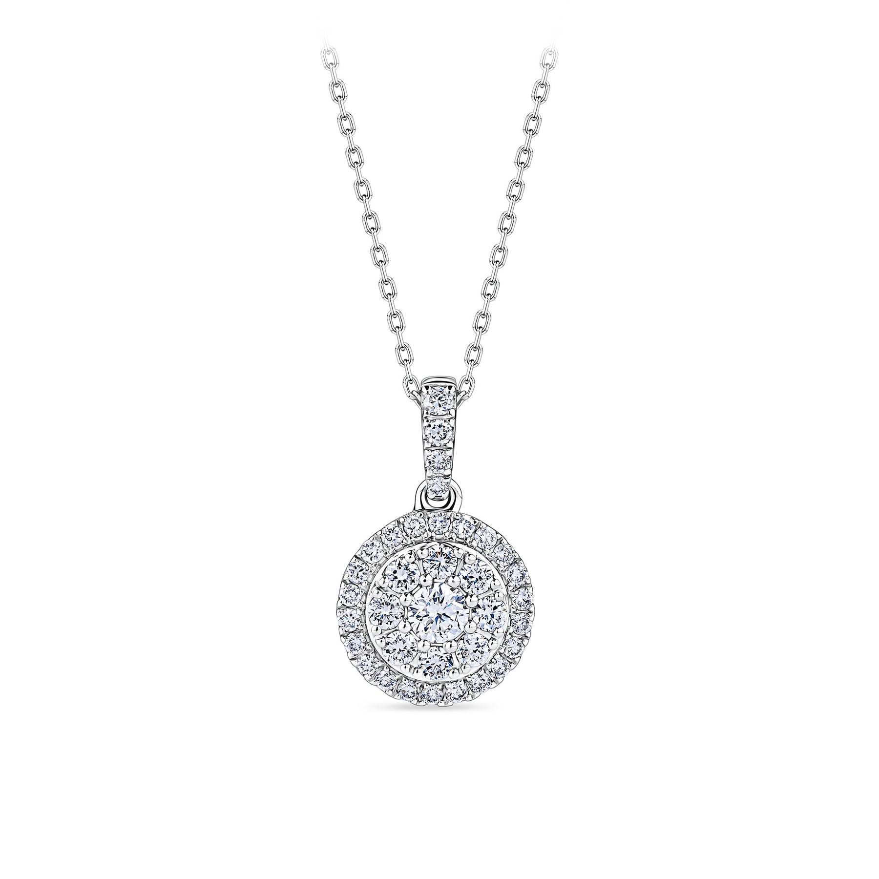 Everlasting 0.50ct TW Lab Grown Diamond Round Brilliant Double Halo Pendant in 9ct White Gold