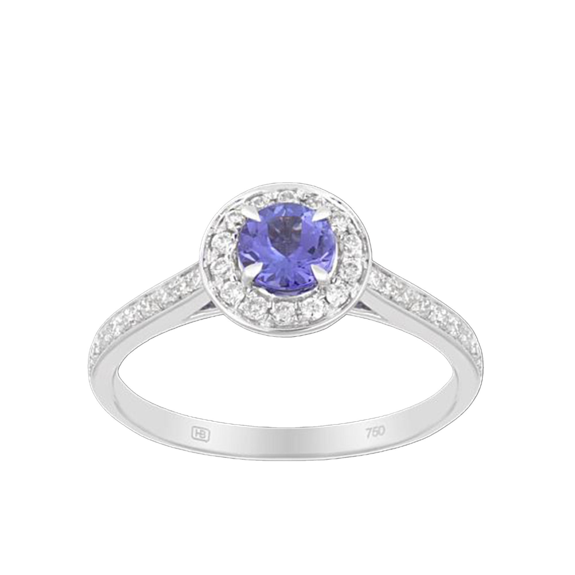 Tanzanite and Diamond Ring in 18ct White Gold