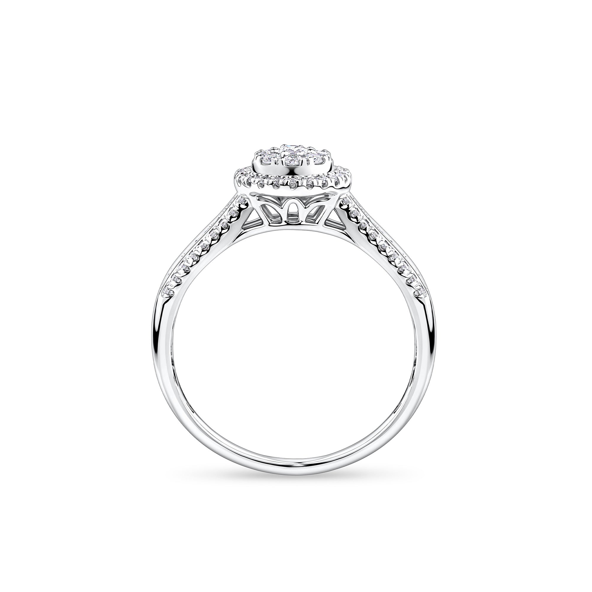 Everlasting 0.50ct TW Round Brilliant Lab-Grown Diamond Double Halo Engagement Ring in 9ct White Gold