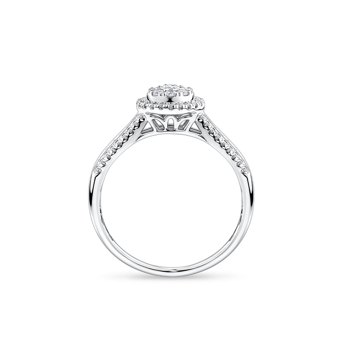 Everlasting 0.50ct TW Round Brilliant Lab-Grown Diamond Double Halo Engagement Ring in 9ct White Gold