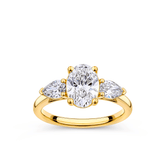 Everlasting 2.10ct TW Oval and Pear Trilogy Lab-Grown Diamond Engagement Ring in 18ct Yellow Gold