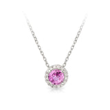 Pink Sapphire and Diamond Pendant in 18ct White Gold