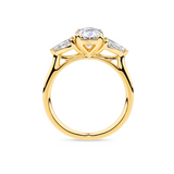 Everlasting 2.10ct TW Oval and Pear Trilogy Lab-Grown Diamond Engagement Ring in 18ct Yellow Gold