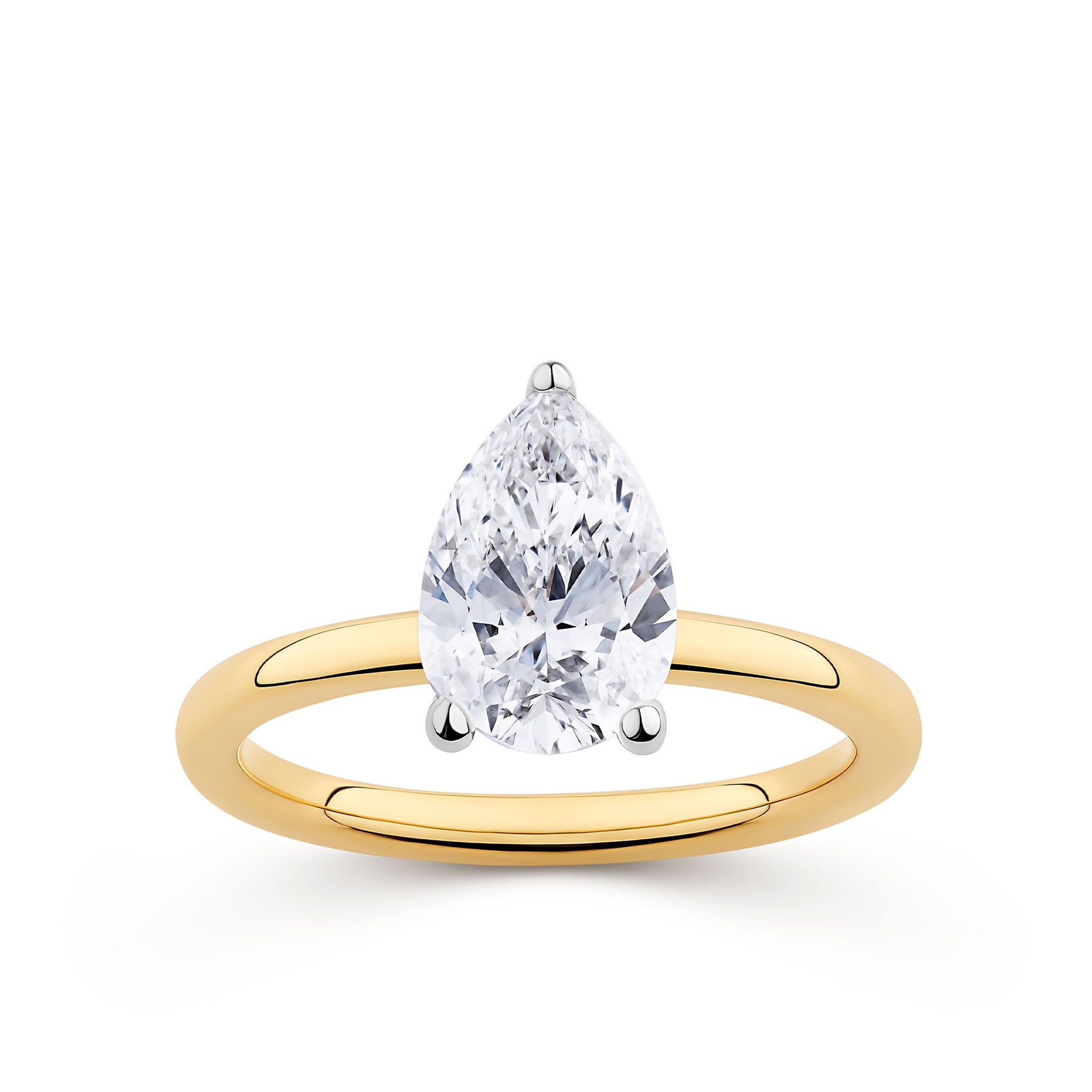 Everlasting 2.00ct TW Pear Lab-Grown Diamond Solitaire Engagement Ring in 18ct Yellow and White Gold