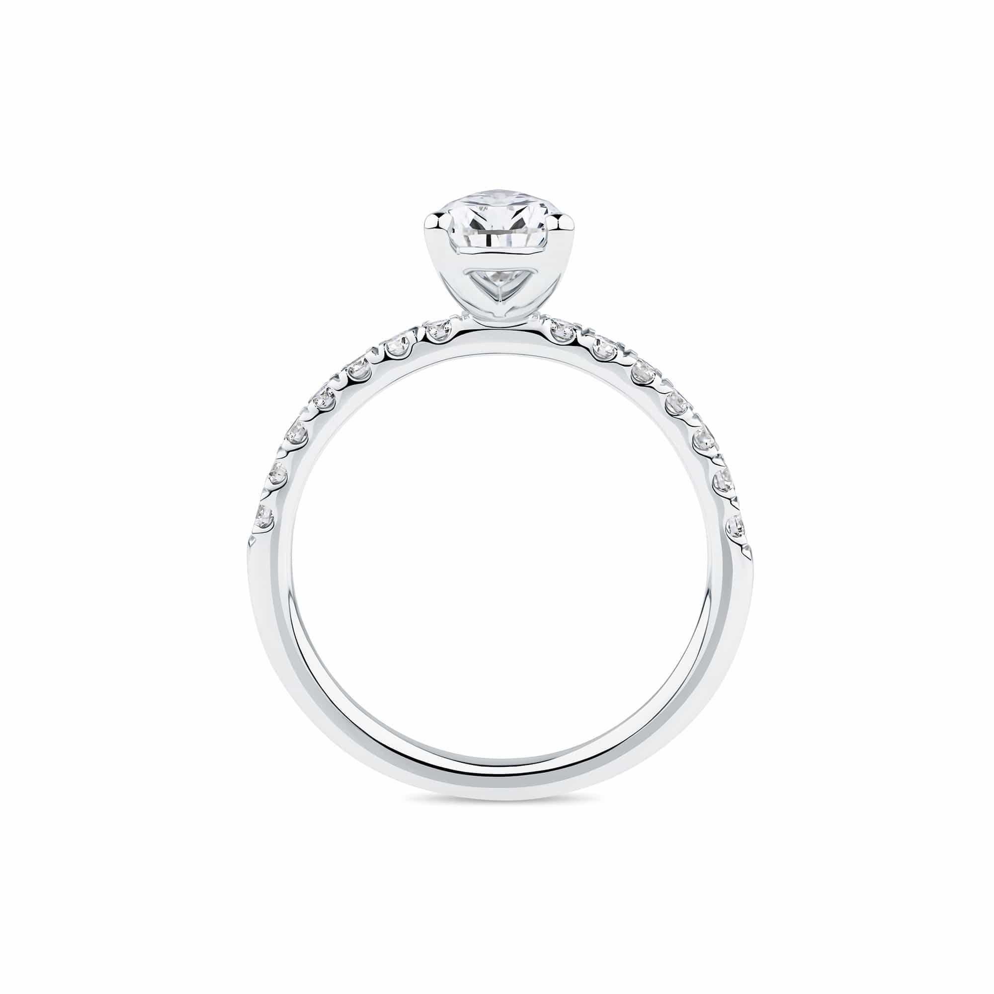 Everlasting 1.58ct TW Pear Lab-Grown Diamond Solitaire Pave Band Engagement Ring in 18ct White Gold