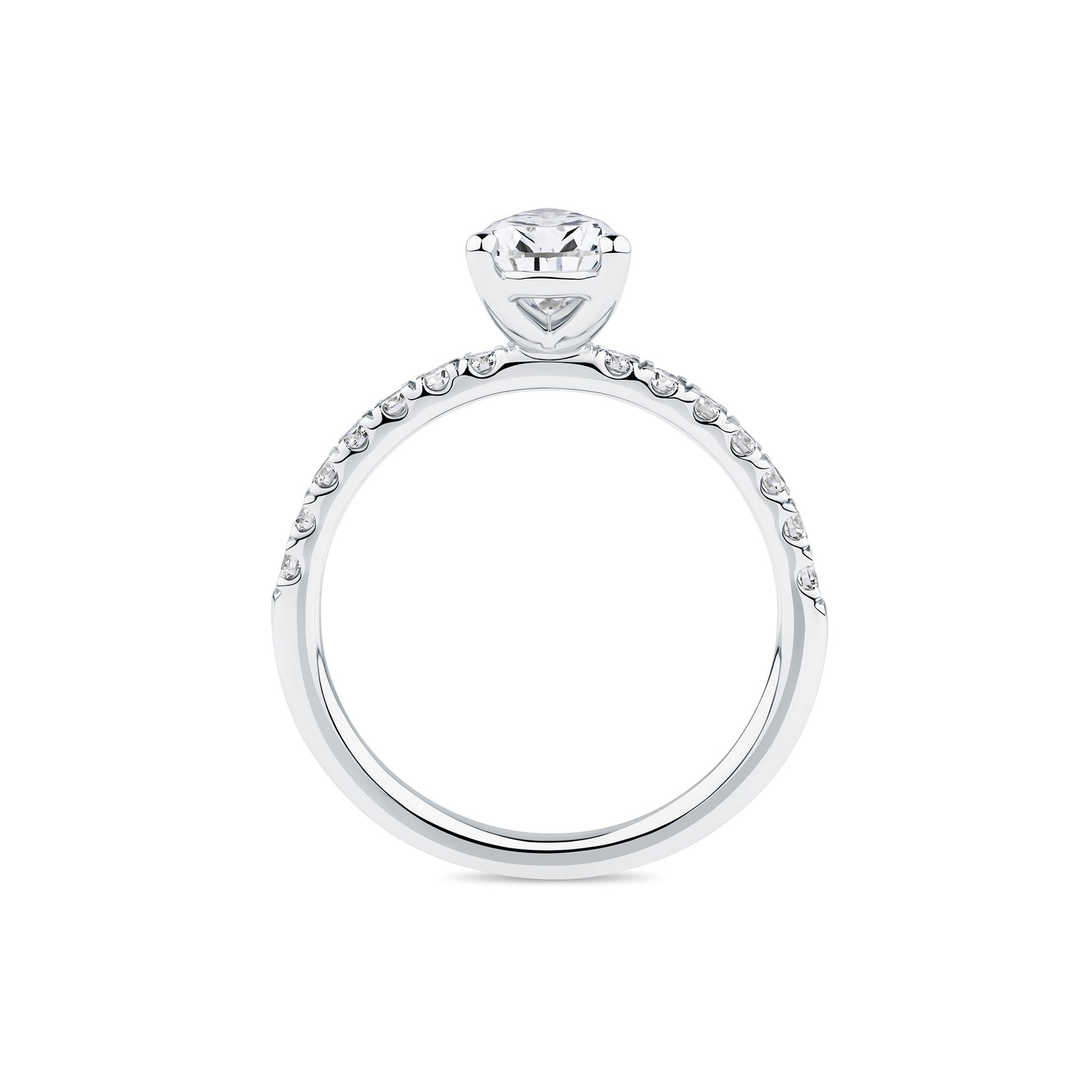 Everlasting 1.58ct TW Pear Lab-Grown Diamond Solitaire Pave Band Engagement Ring in 18ct White Gold