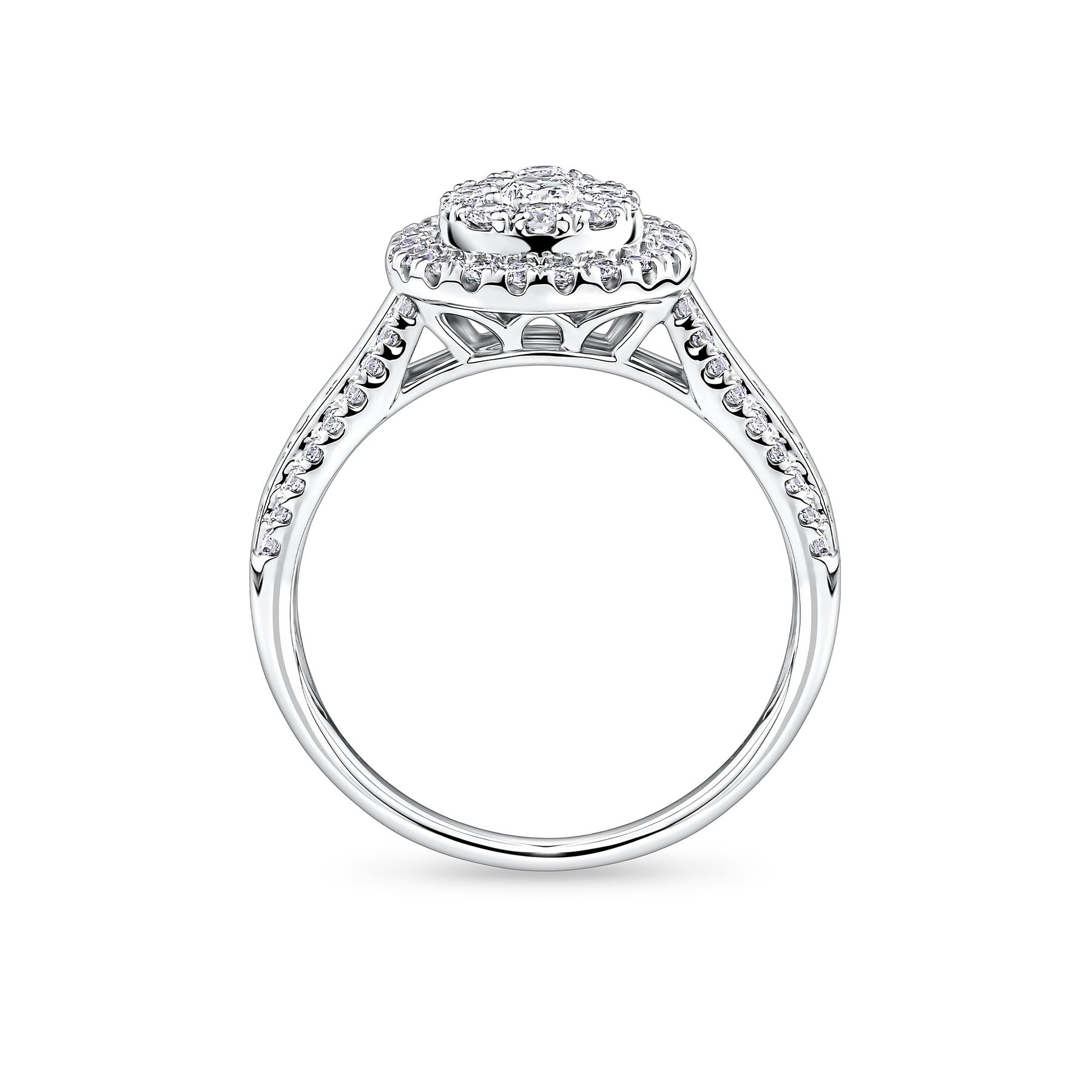 Everlasting 1.00ct TW Pear Lab-Grown Diamond Double Halo Engagement Ring in 9ct White Gold