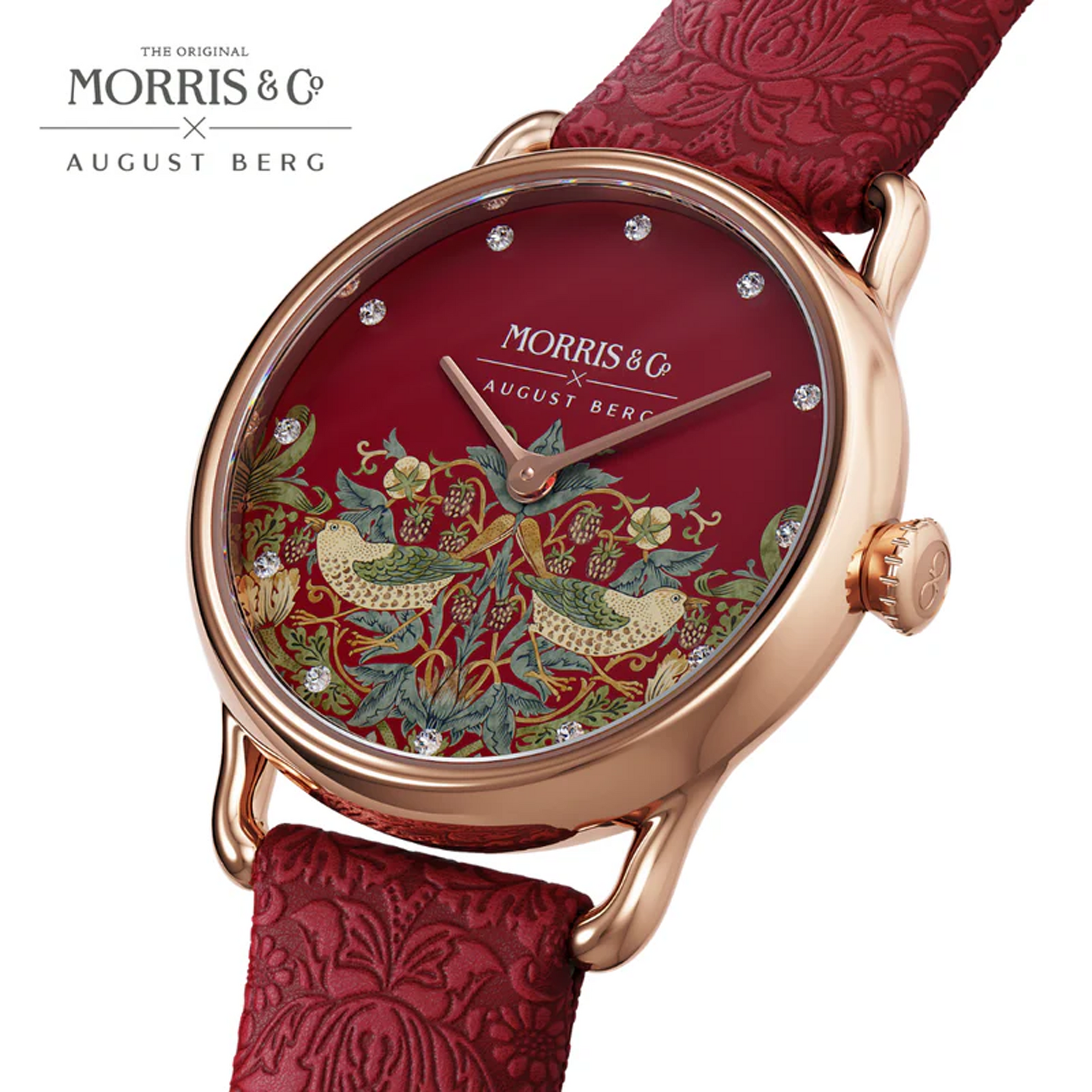 August Berg x Morris & Co Petite Strawberry Thief Quartz Women's 26mm Watch M1ST0926A17LRDE
