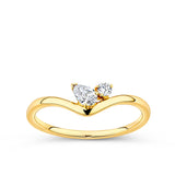 Everlasting Promise 0.33ct TW Asymmetrical Pear and Round Brilliant Lab-Grown Diamond Curved Ring Set in 9ct Yellow Gold