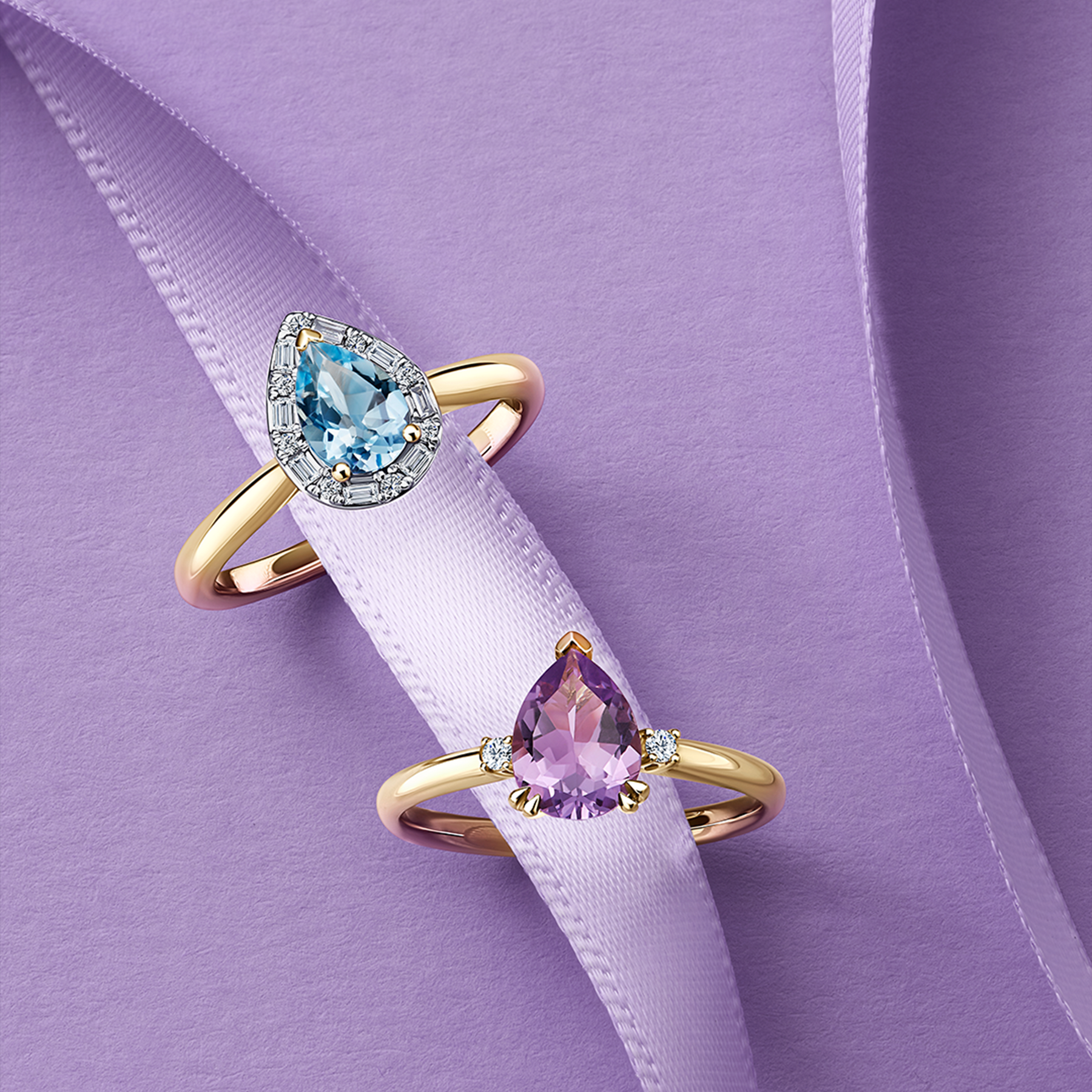 Topaz & Diamond Halo Ring in 9ct Yellow Gold