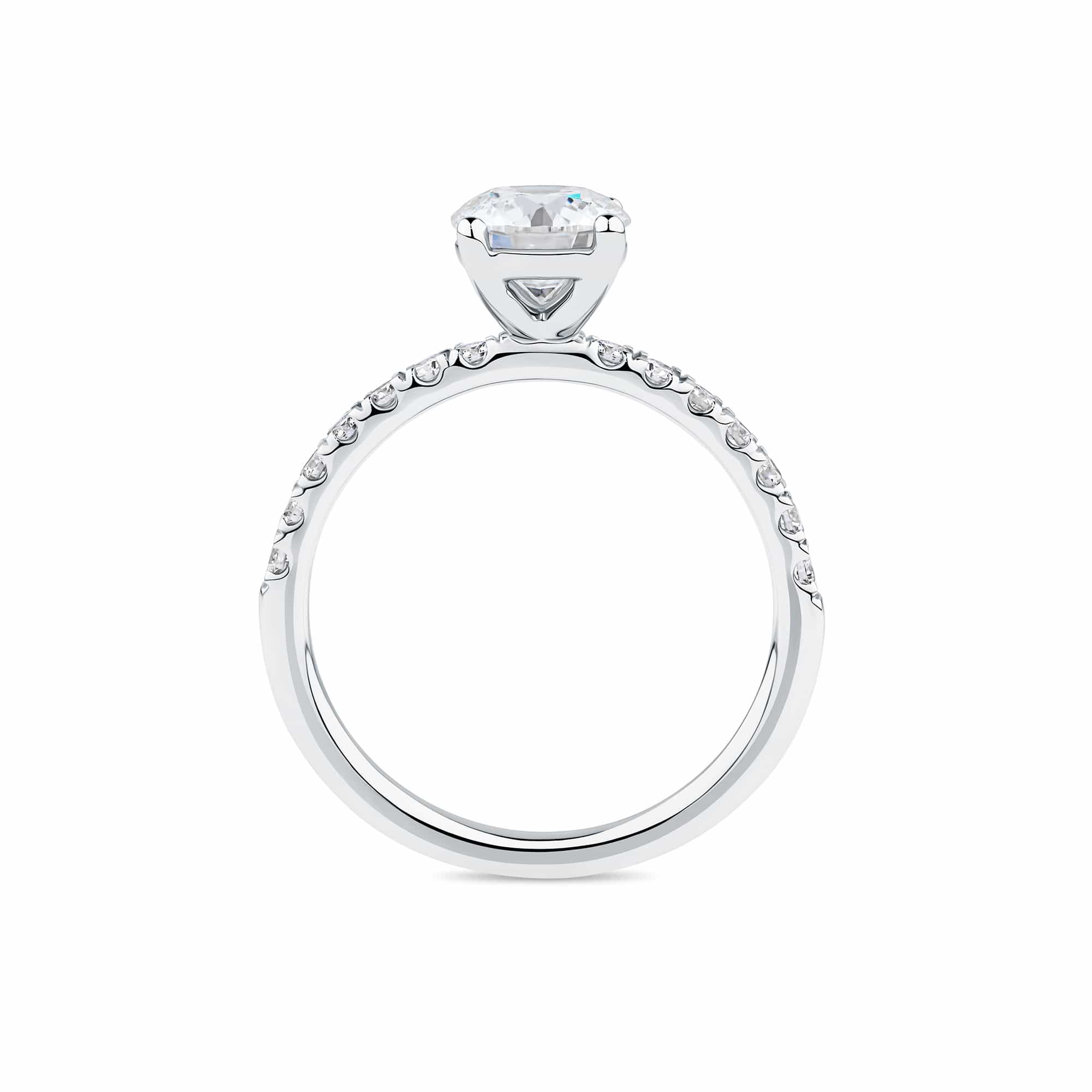 Everlasting 1.58ct TW Round Brilliant Lab-Grown Diamond Solitaire Pave Band Engagement Ring in 18ct White Gold