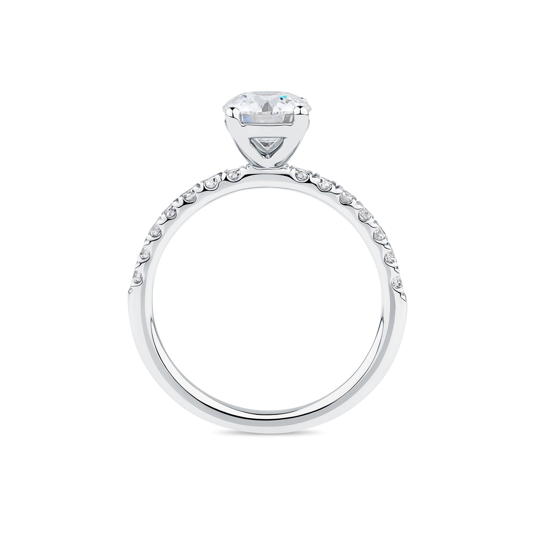 Everlasting 1.58ct TW Round Brilliant Lab-Grown Diamond Solitaire Pave Band Engagement Ring in 18ct White Gold