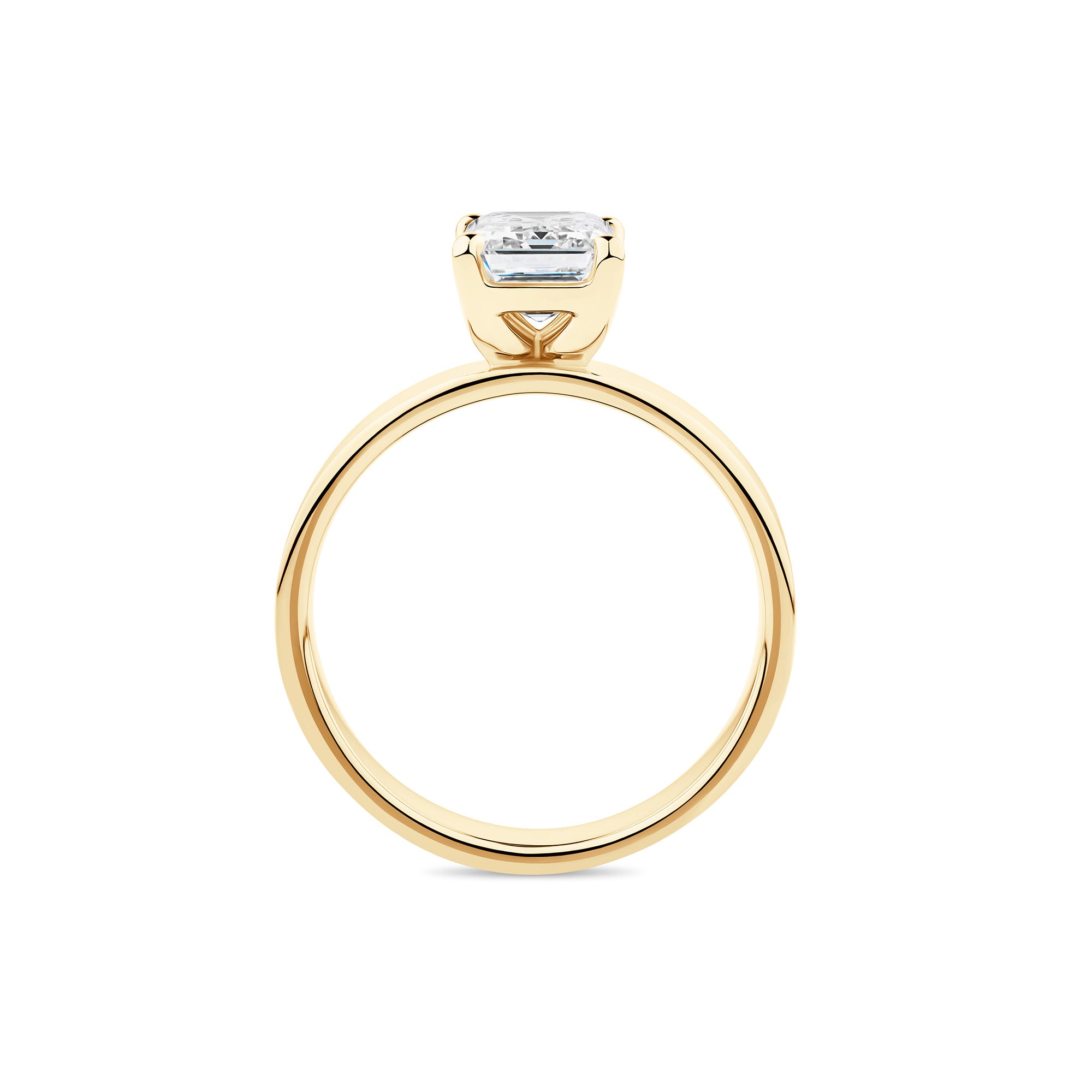 Everlasting 2.00ct TW Emerald Cut Lab-Grown Diamond Wide Band Solitaire Engagement Ring in 18ct Yellow Gold