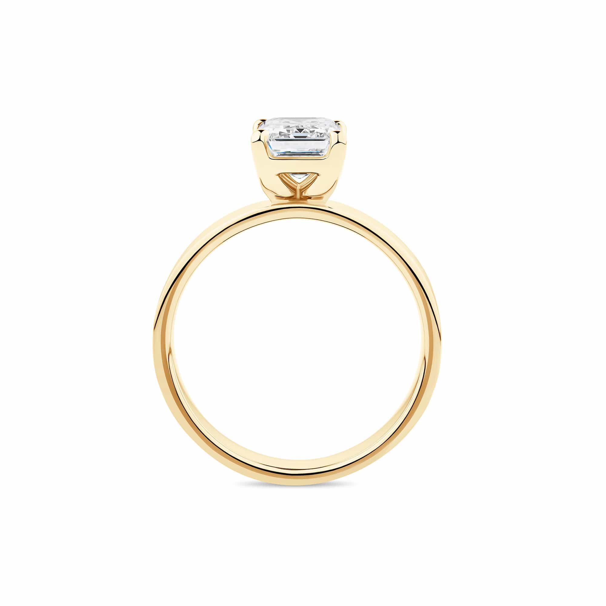 Everlasting 2.00ct TW Emerald Cut Lab-Grown Diamond Wide Band Solitaire Engagement Ring in 18ct Yellow Gold