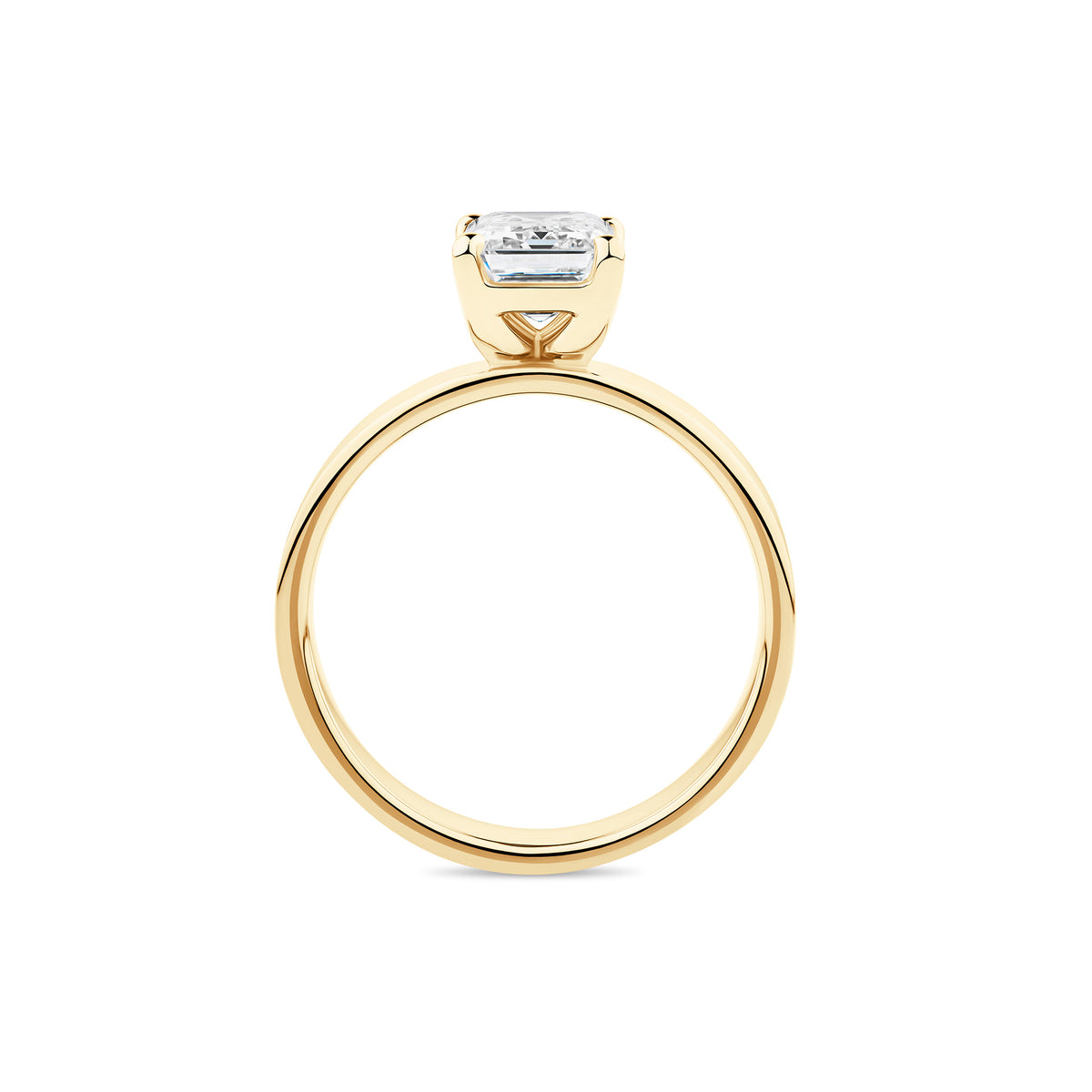 Everlasting 2.00ct TW Emerald Cut Lab-Grown Diamond Wide Band Solitaire Engagement Ring in 18ct Yellow Gold