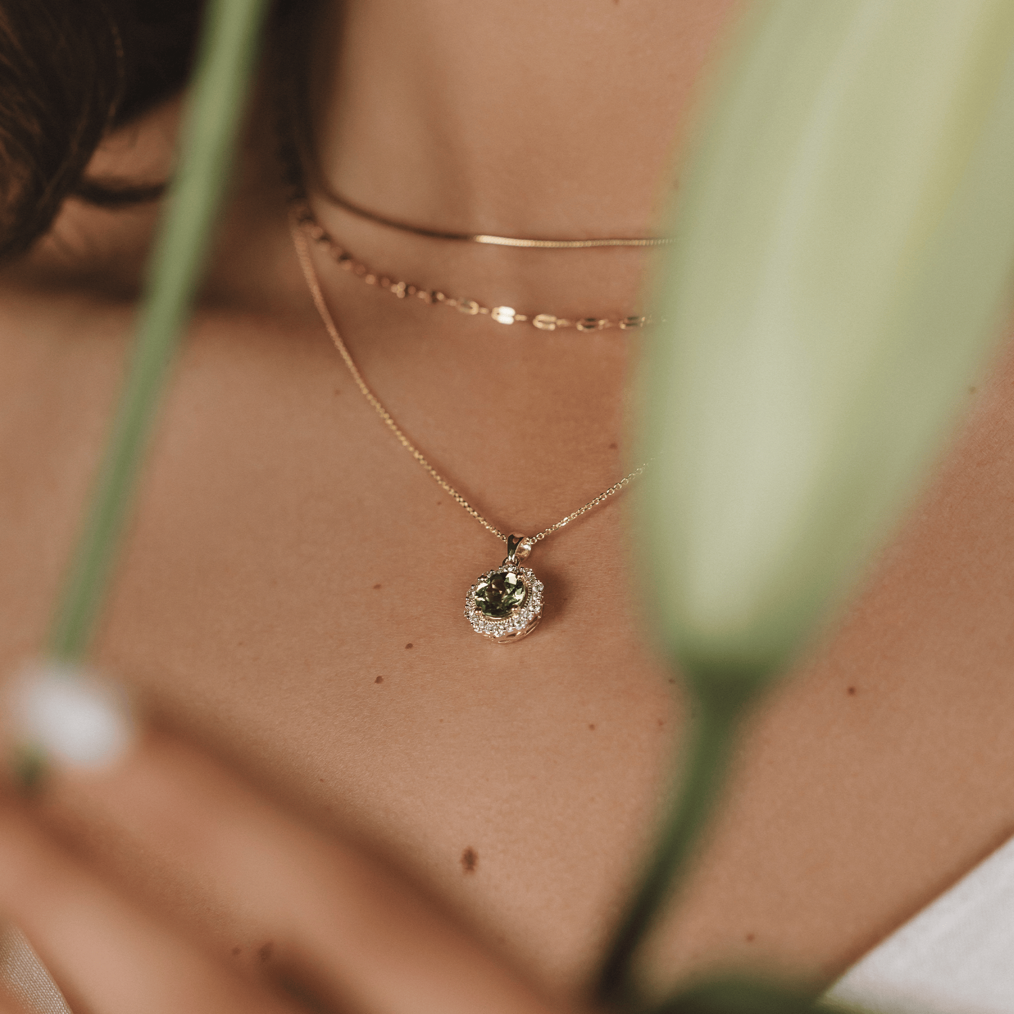 Bluebird™ Peridot & Diamond Pendant with Chain in 9ct Gold Chain