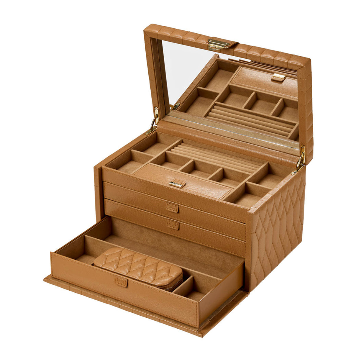 WOLF Lauren Large Jewellery Box Caramel 349807