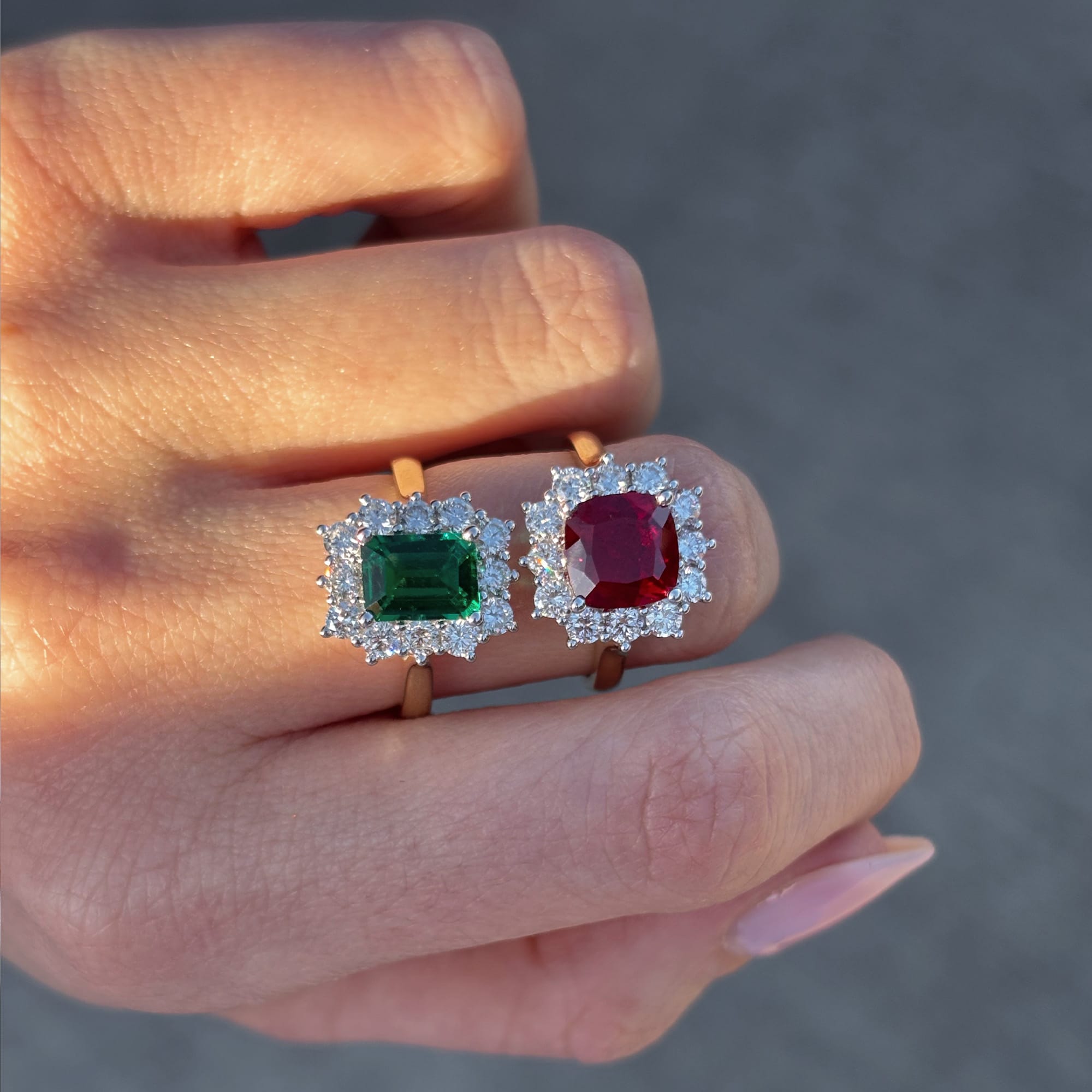 Lab-Grown Emerald & 0.90ct TDW Lab-Grown Diamond Ring in 9ct Yellow Gold