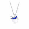Bluebird of Happiness Children's Heart Necklace in Sterling Silver Rhodium Plate