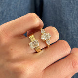 Everlasting 2.00ct TW Emerald Cut Lab-Grown Diamond Wide Band Solitaire Engagement Ring in 18ct Yellow Gold