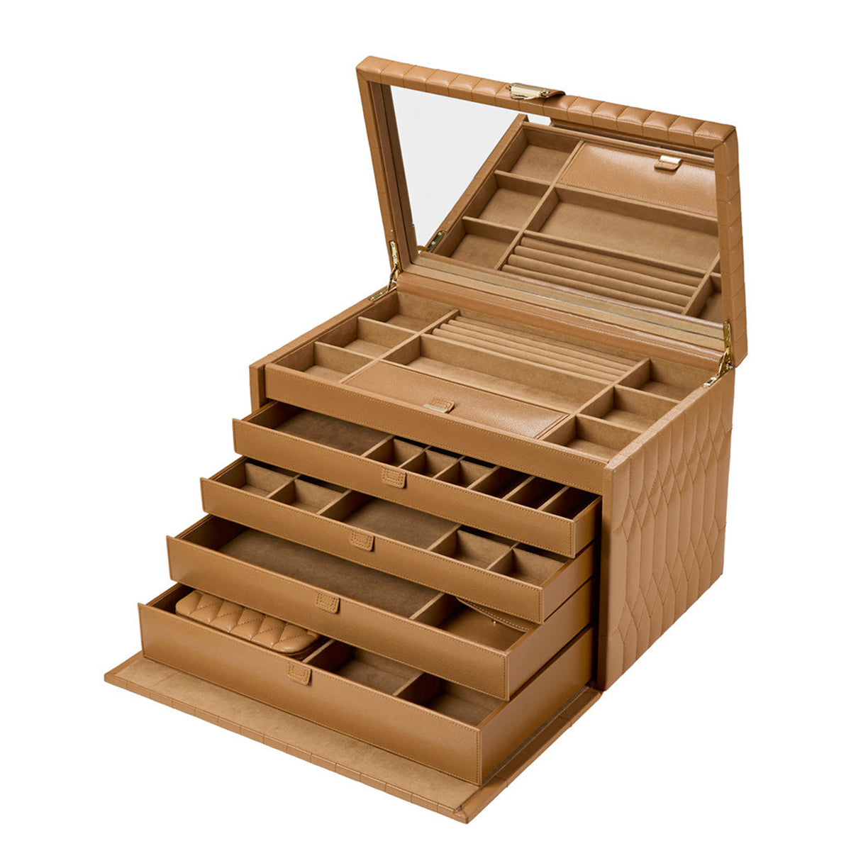 WOLF Lauren Extra Large Jewellery Box Caramel 349907